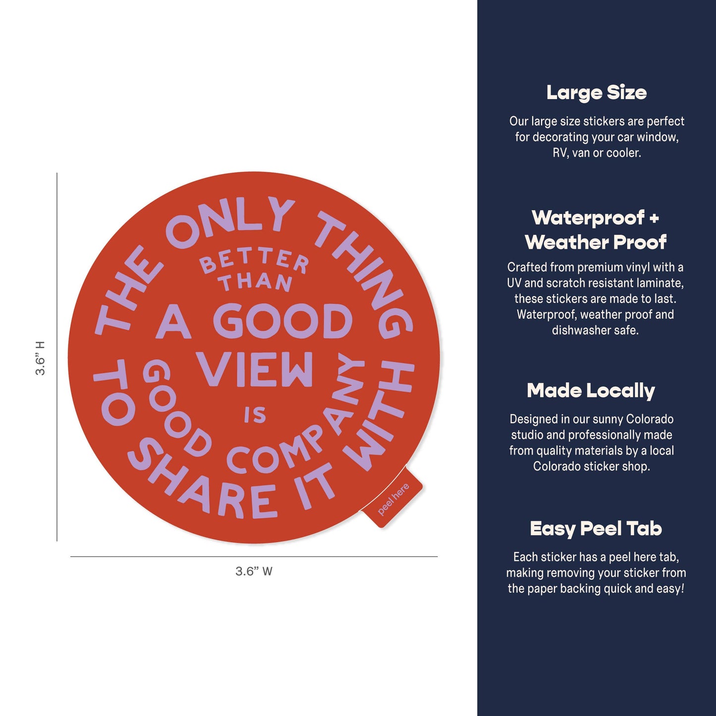Good Views and Good Company Large Vinyl Sticker - red: Sticker Only