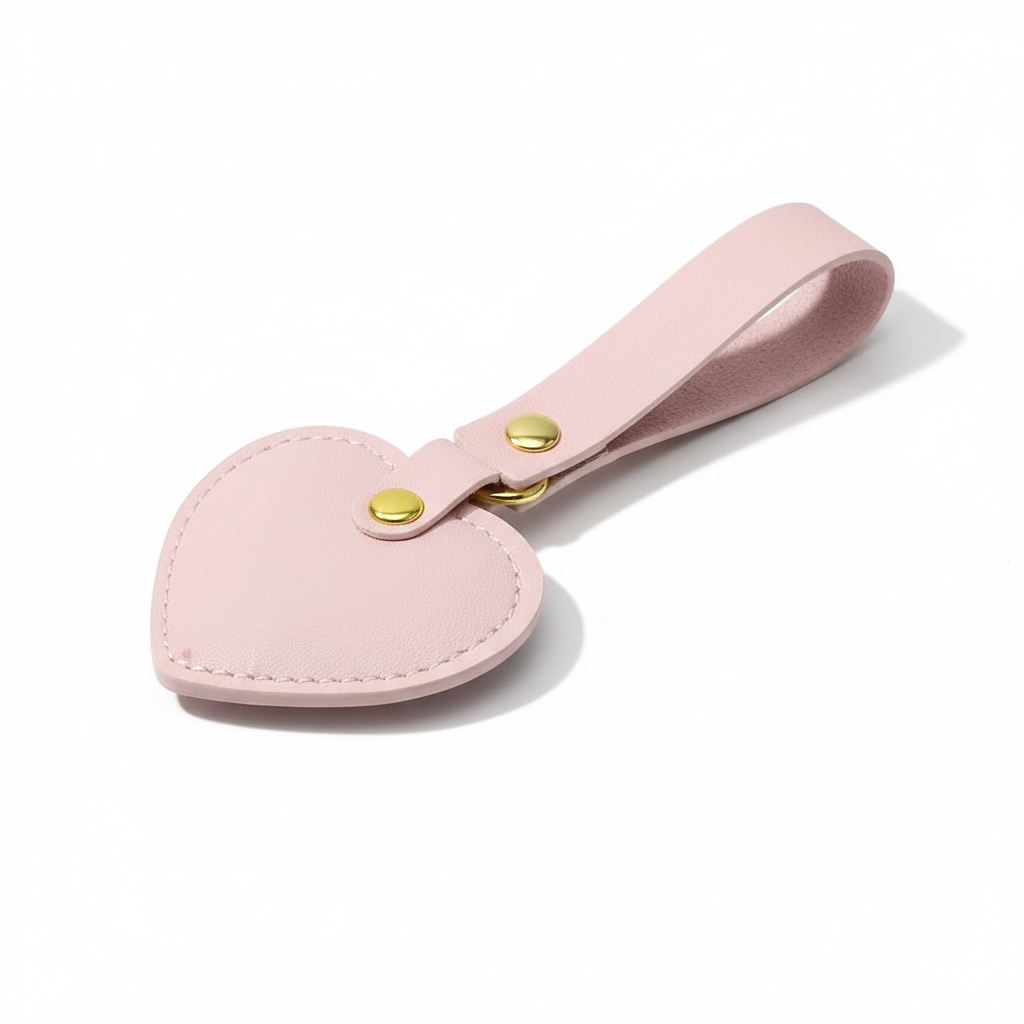 Pink Faux Leather Heart Keychain
