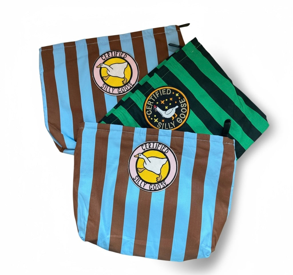 Certified Silly Goose Green Striped Bag
