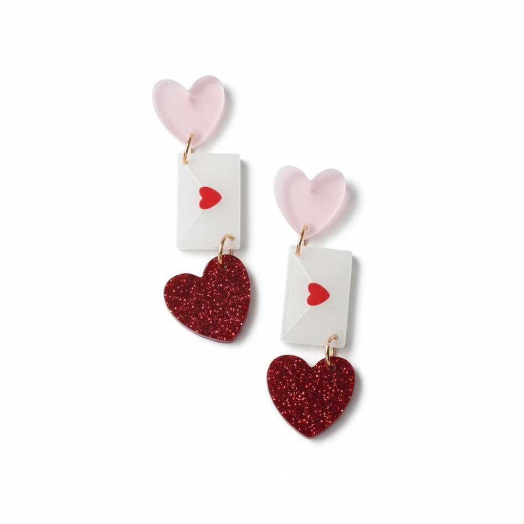 Envelope Hearts Drop Earrings