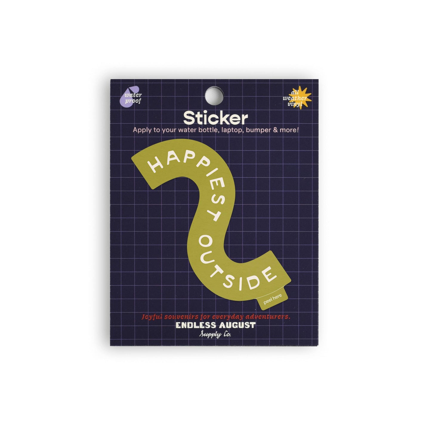 Happiest Outside Sticker | Vinyl Sticker | Outdoor Sticker: Sticker Only