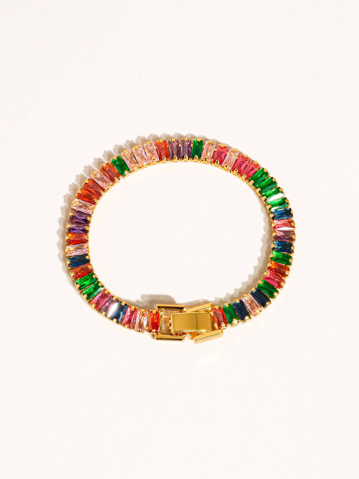 Hazel 18K Gold Multicolor CZ Chain Bracelet: Multi-Colored
