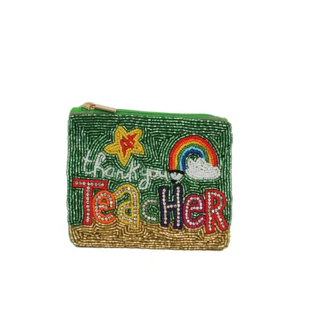 Thank You Teachers Beaded Coin Purse