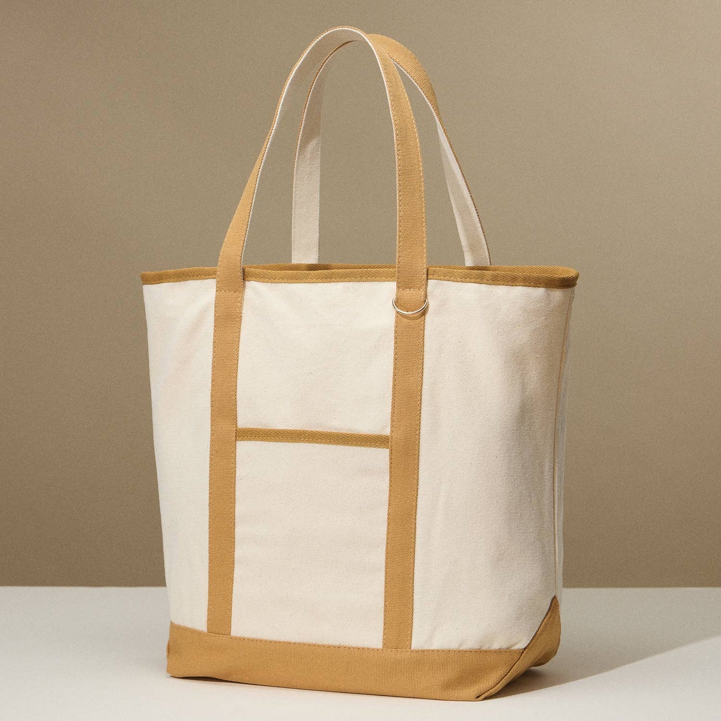 Ecofriendly Cotton Canvas Carry Tote with Charm Holder: Taupe / One size