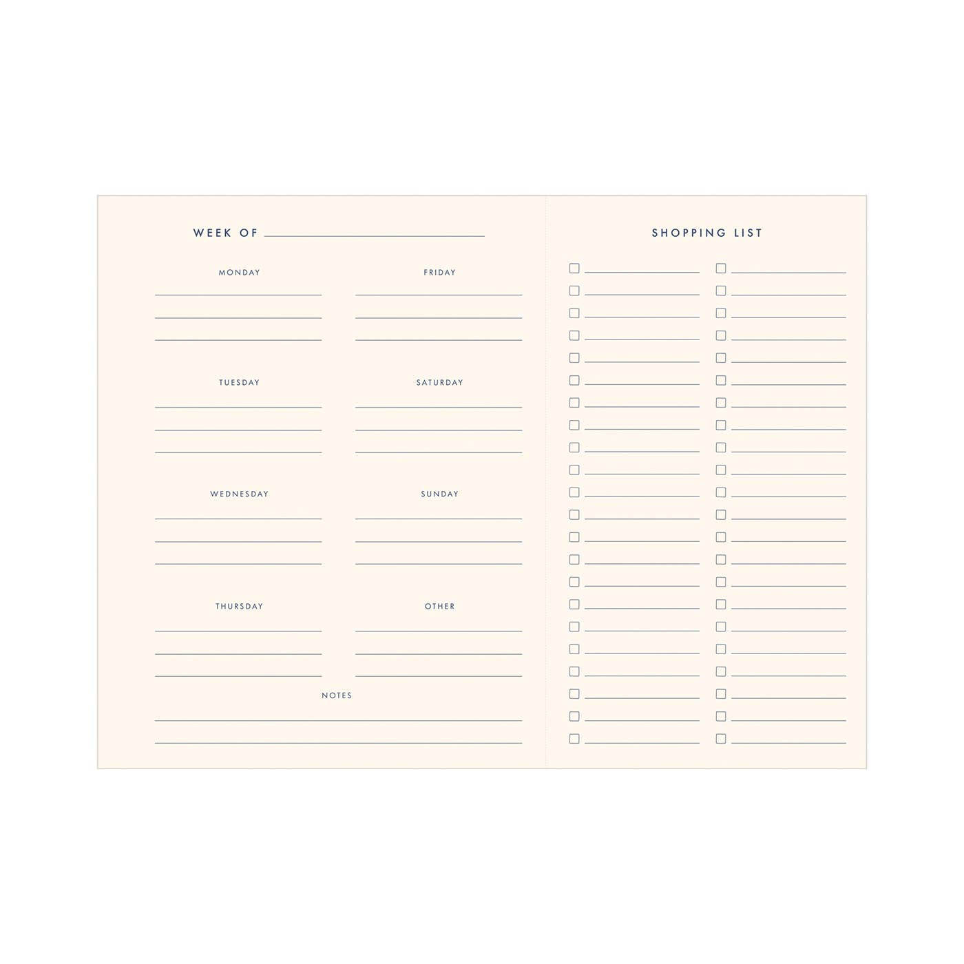 Retro Weekly Meal Planner in Sunset Pink: Sunset Pink Cover | White Ink