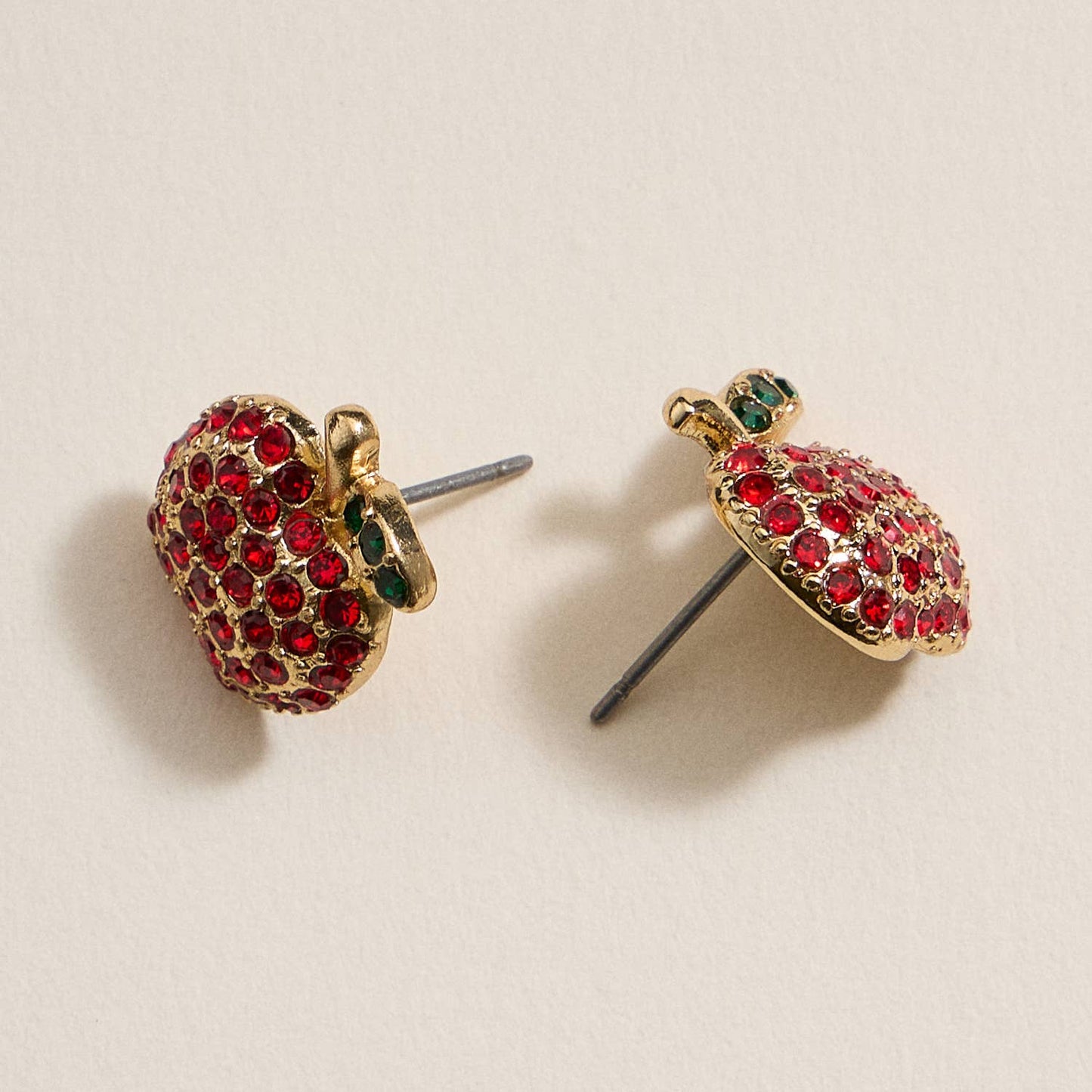 Pave Apple Post Earrings for Teacher's Day: Red