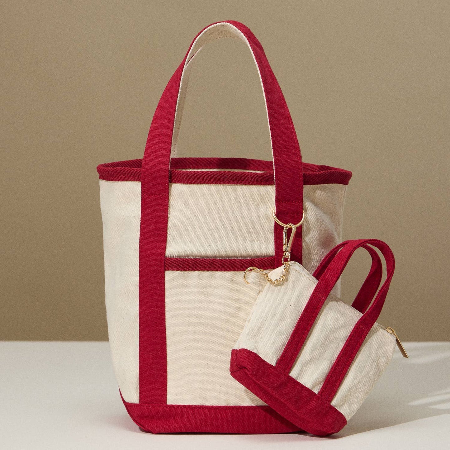 EcoCharm Cotton Everywhere-Carry Canvas Tote Bag -Small Size: Red / One size /