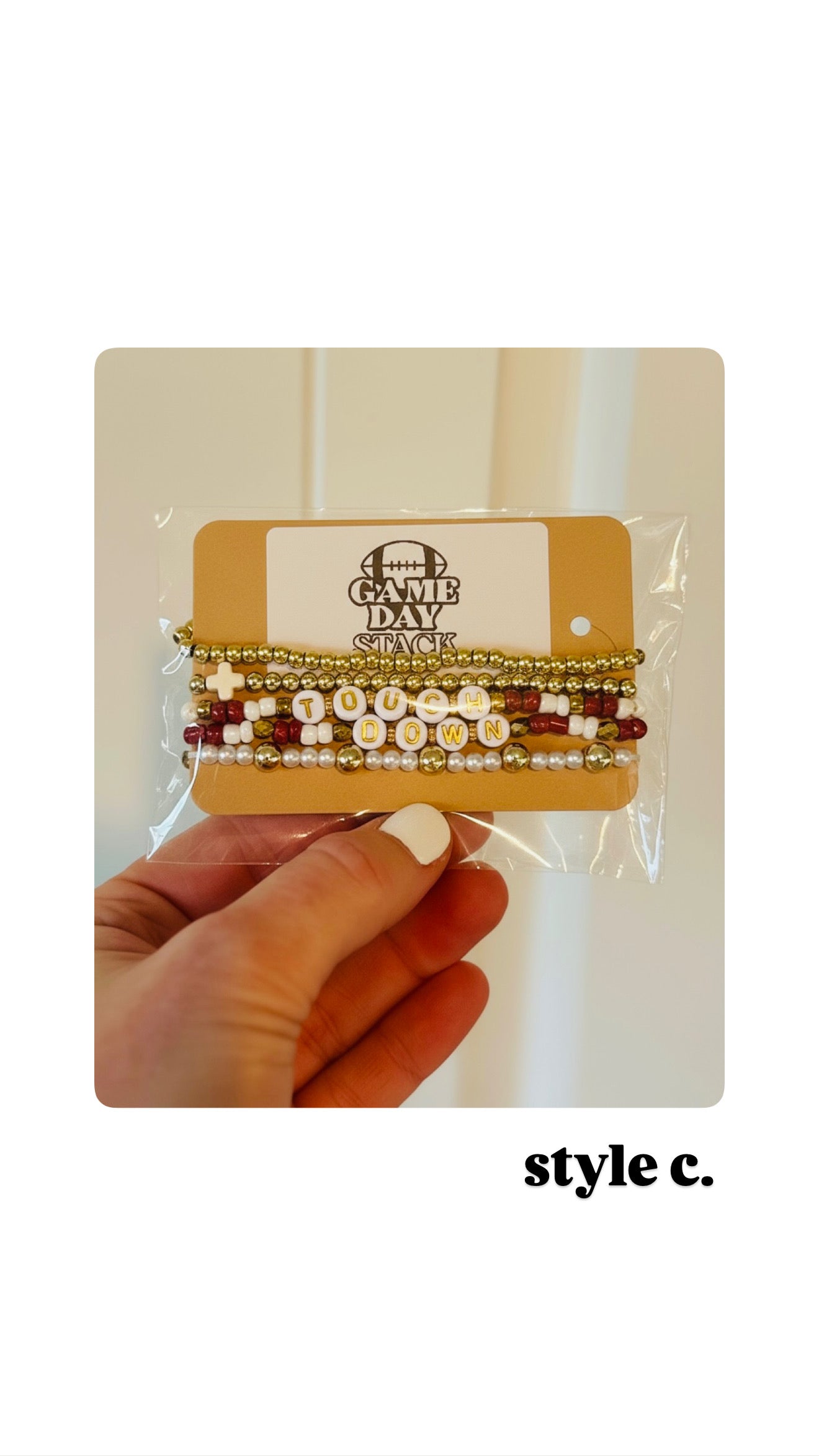 Game Day Maroon + Gold Beaded Bracelet Stack