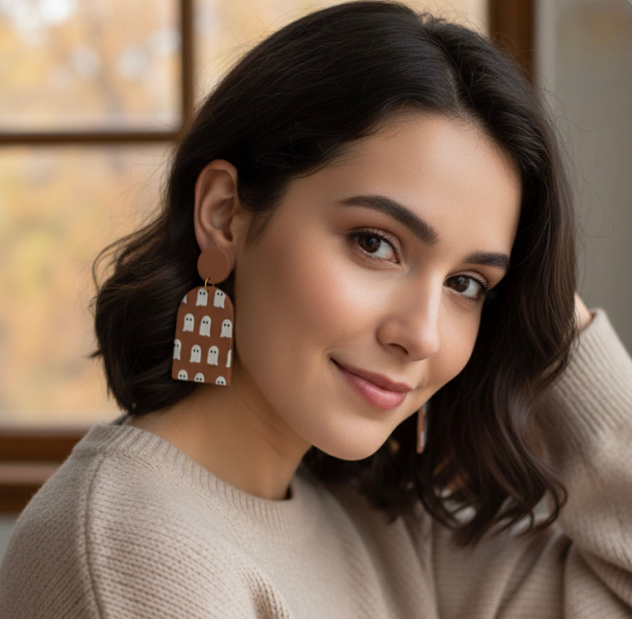 Geometric Drop Ghost Earrings