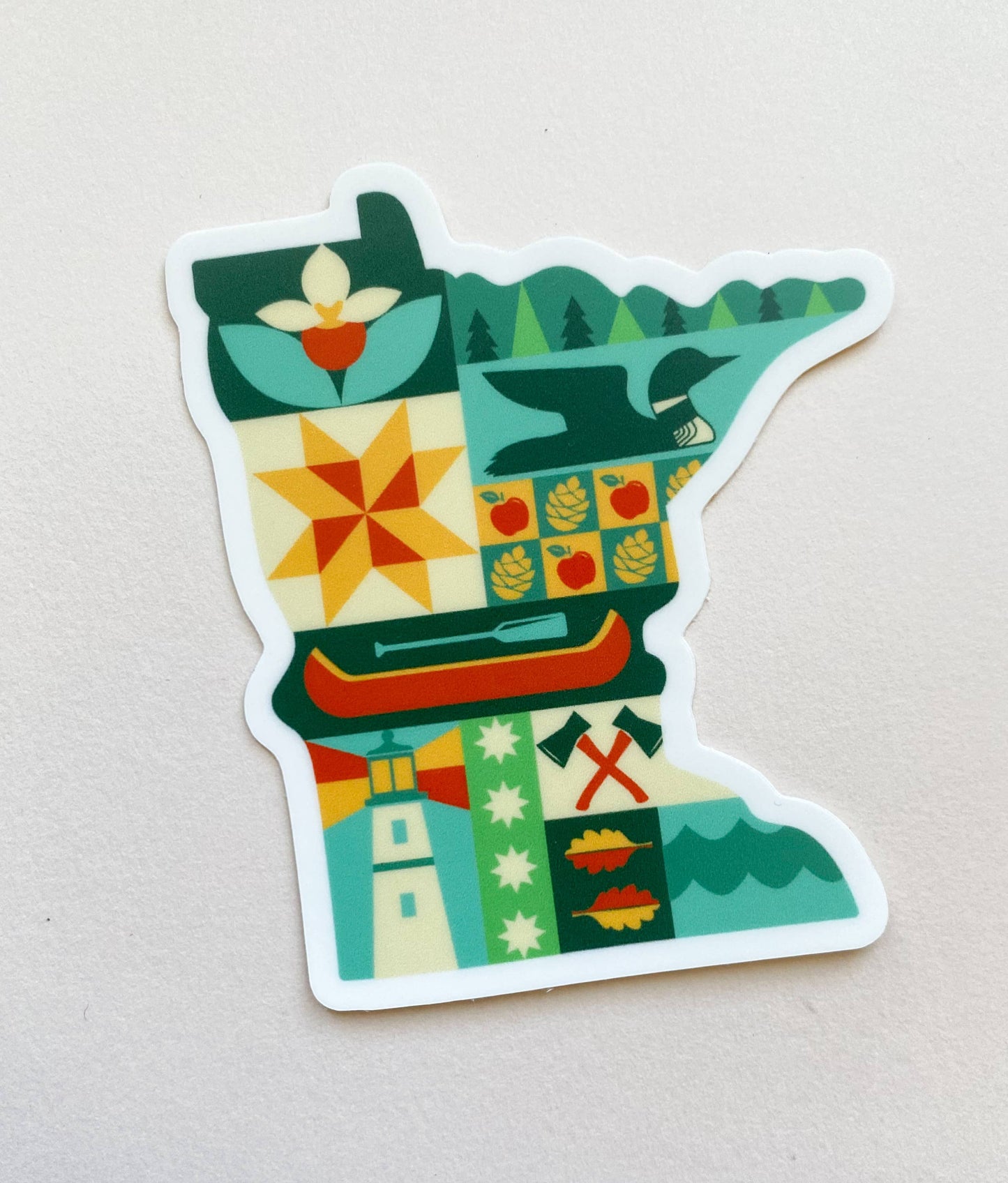 MN Minnesota Quilt Pattern State Vinyl Sticker