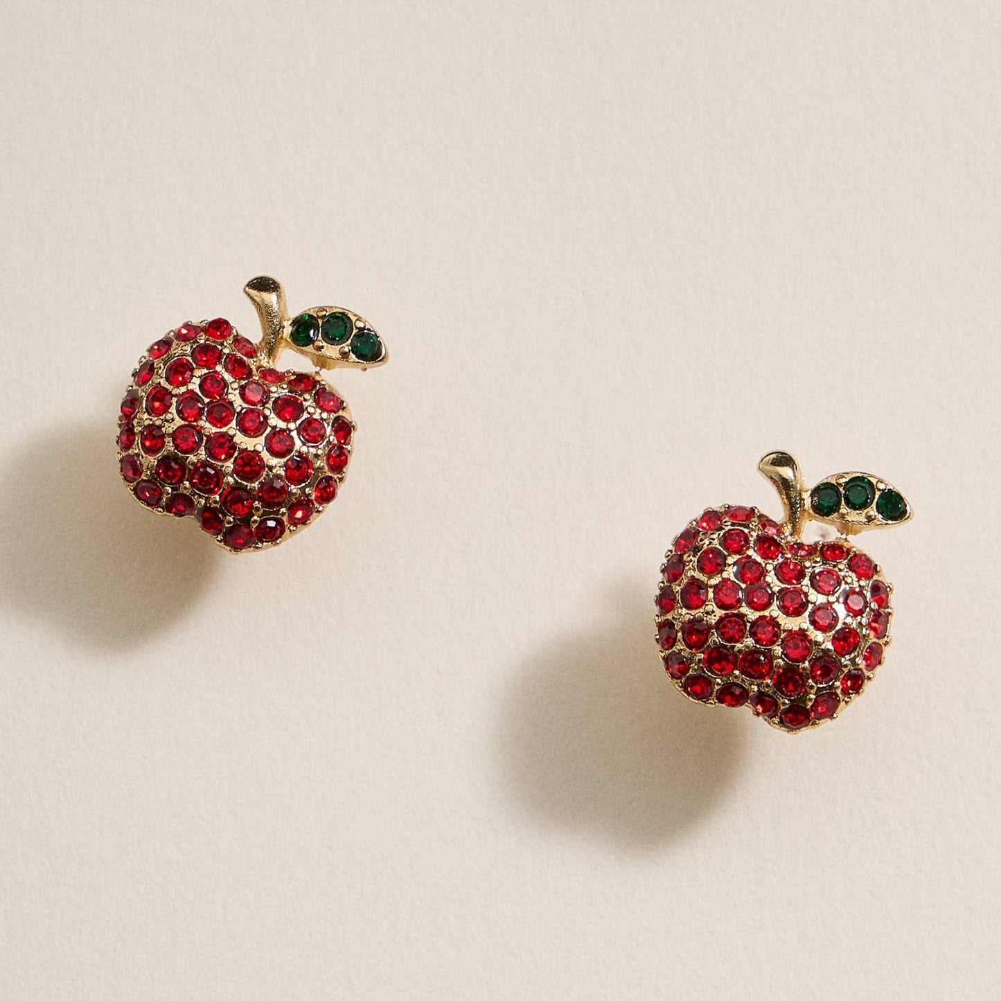 Pave Apple Post Earrings for Teacher's Day: Red