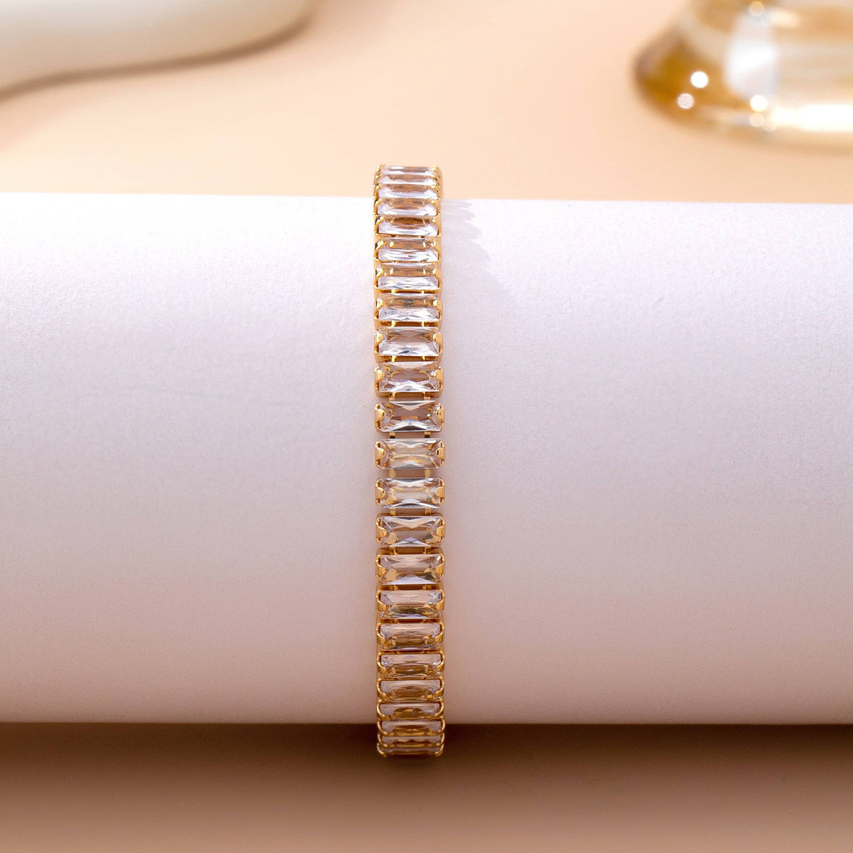 Baguette Crystal Tennis Bracelet | 80B1658: GOLD