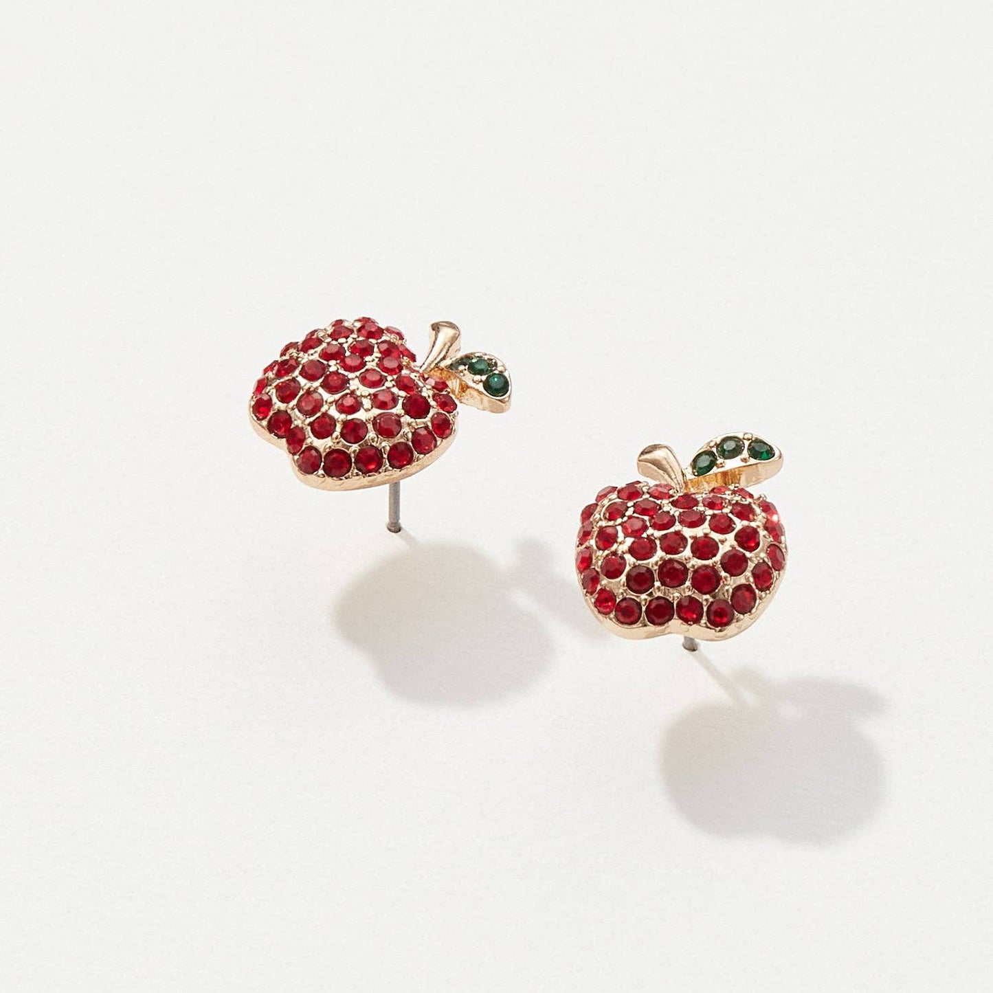 Pave Apple Post Earrings for Teacher's Day: Red