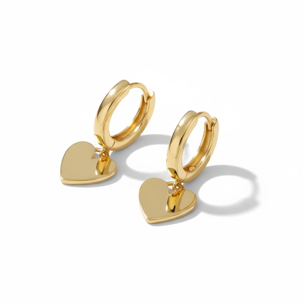 18k Gold Plated Heart Hoop Earrings