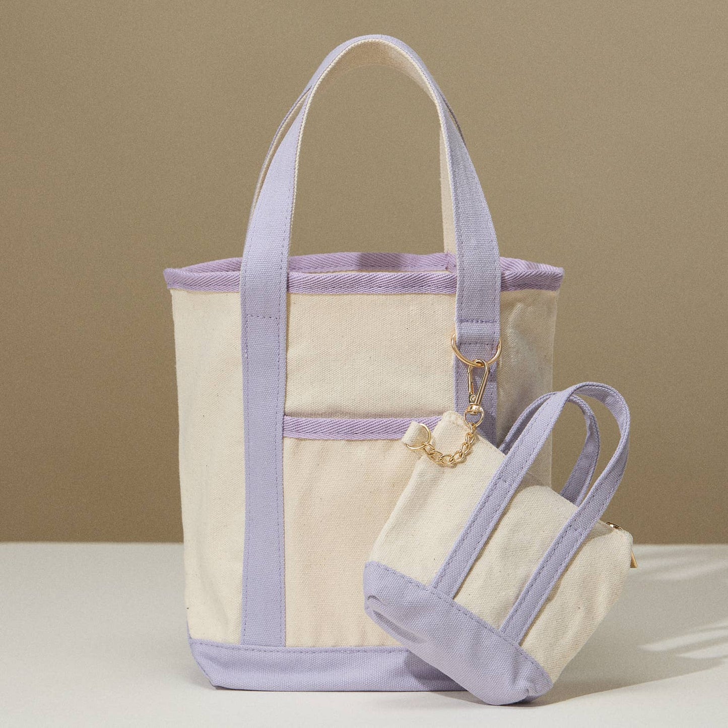 EcoCharm Cotton Everywhere-Carry Canvas Tote Bag -Small Size: Lavendar / One size