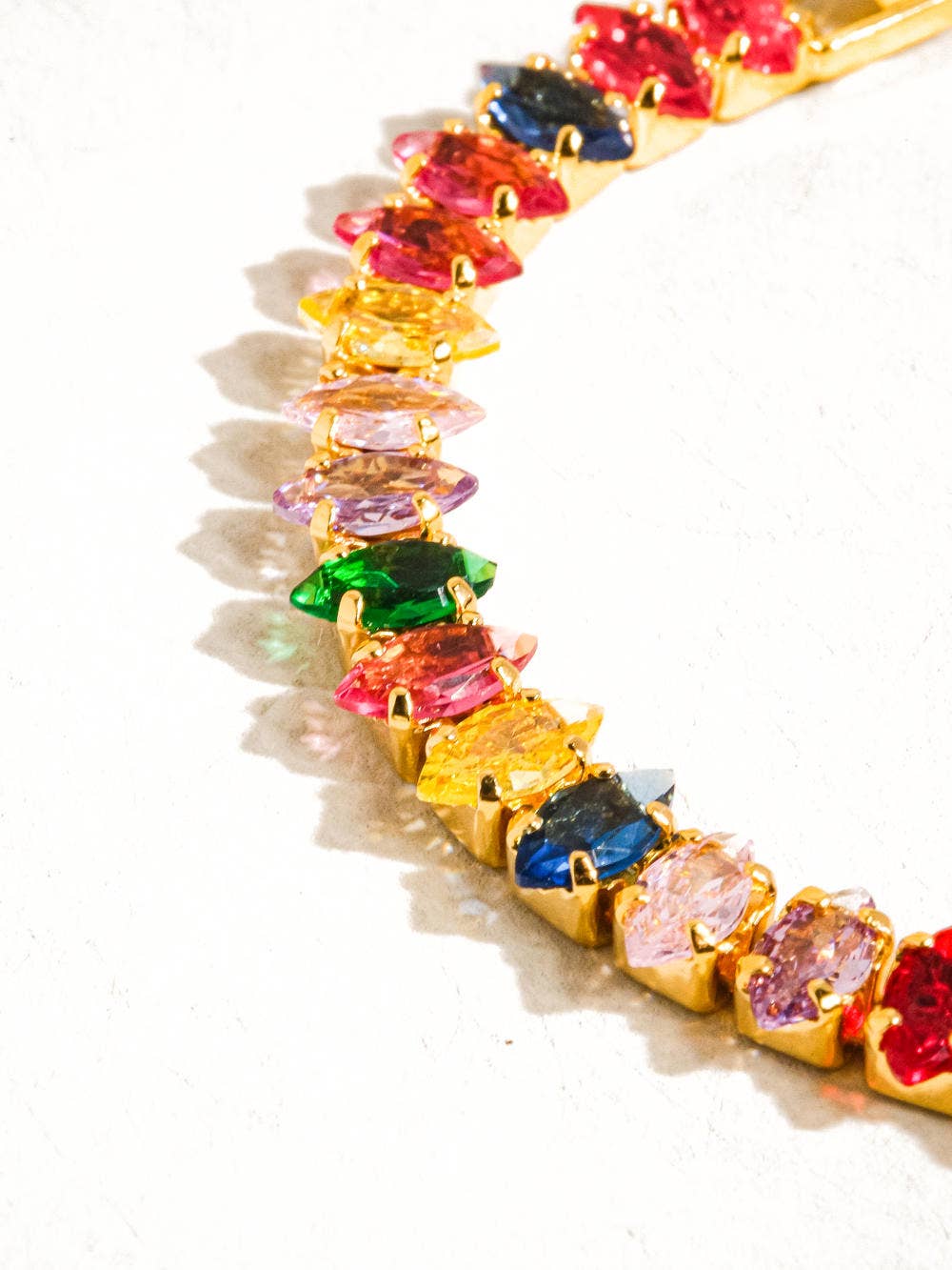 Starlight 18K Gold Multicolor Bold CZ Chain Bracelet: Multi-Colored