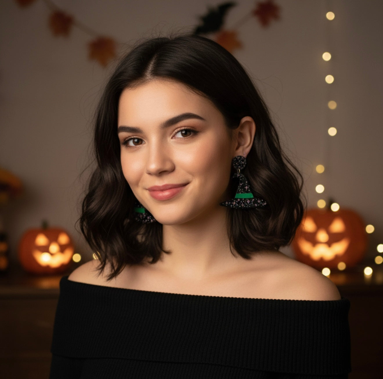 Witch Hat Acrylic Drop Earrings