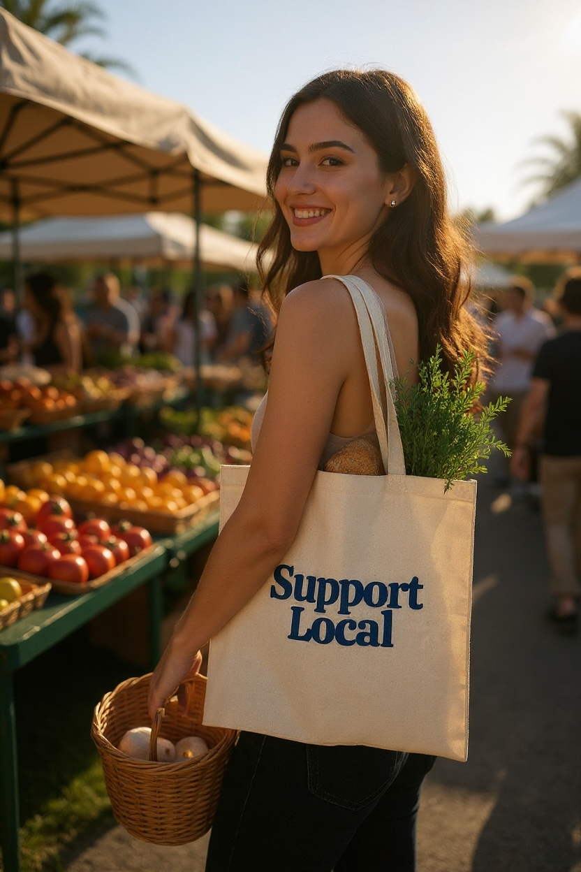 Canvas Tote Bag: Blue