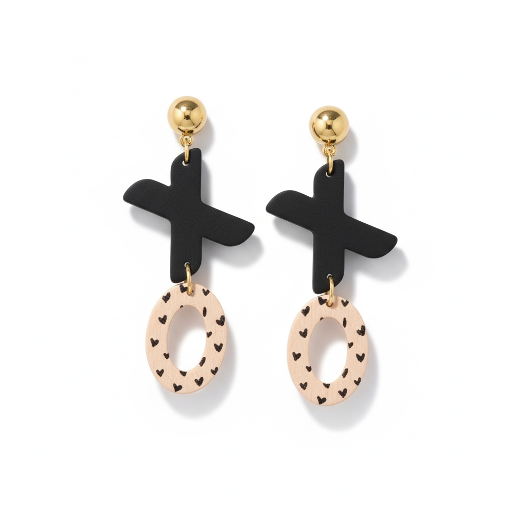 Black + Beige Polymer Drop XO