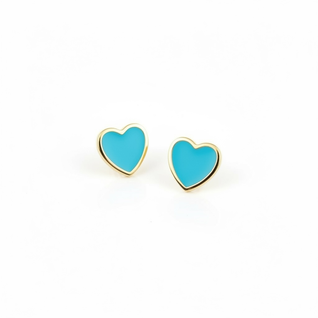 Gold Plated Epoxy Heart Post Earrings