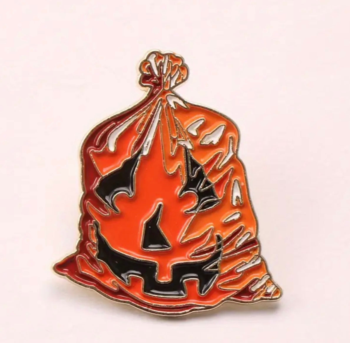Pumpkin Bag of Leaves Enamel Pin