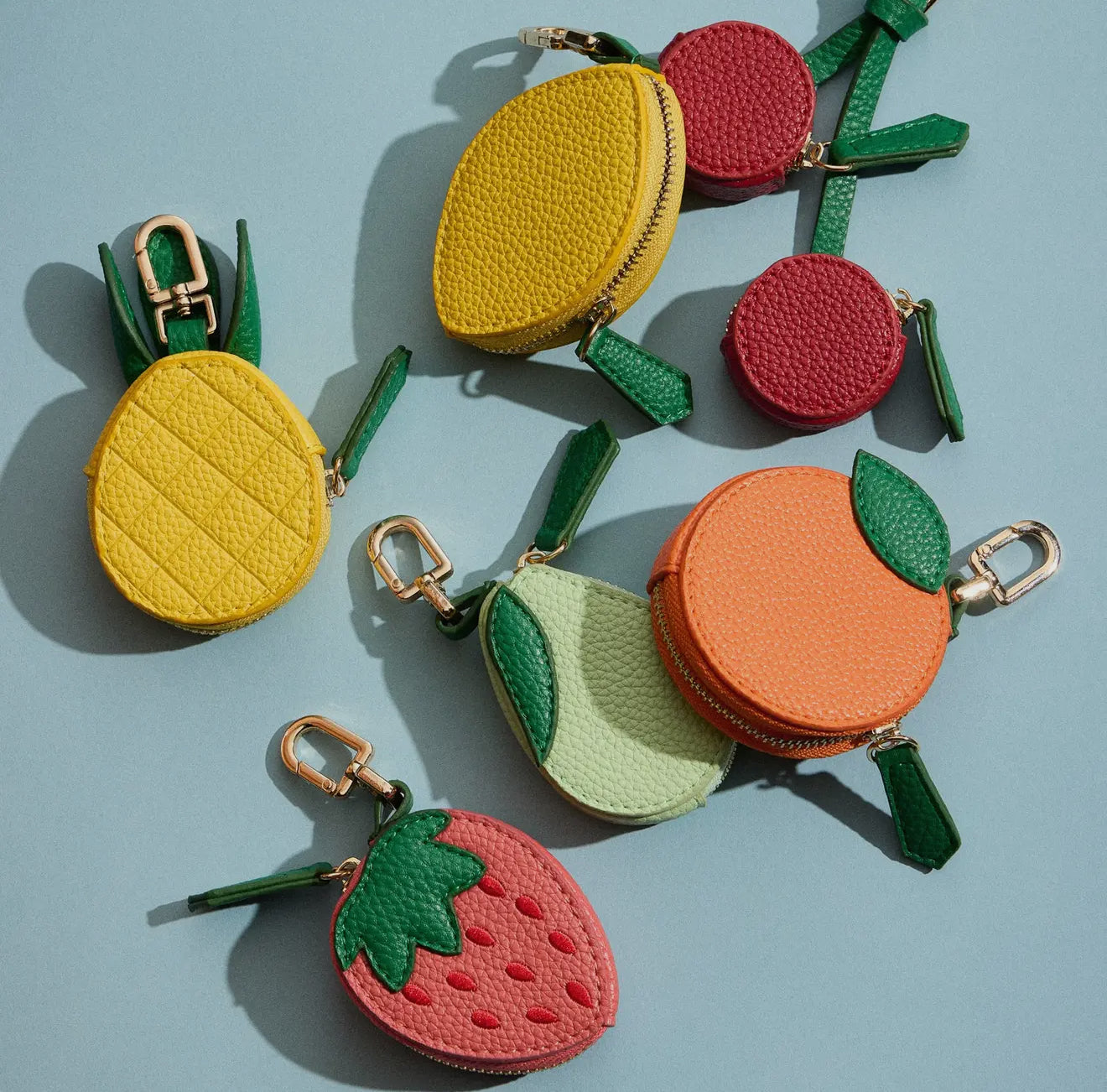 Strawberry-Inspired Leather
Pouch with Keychain Clip