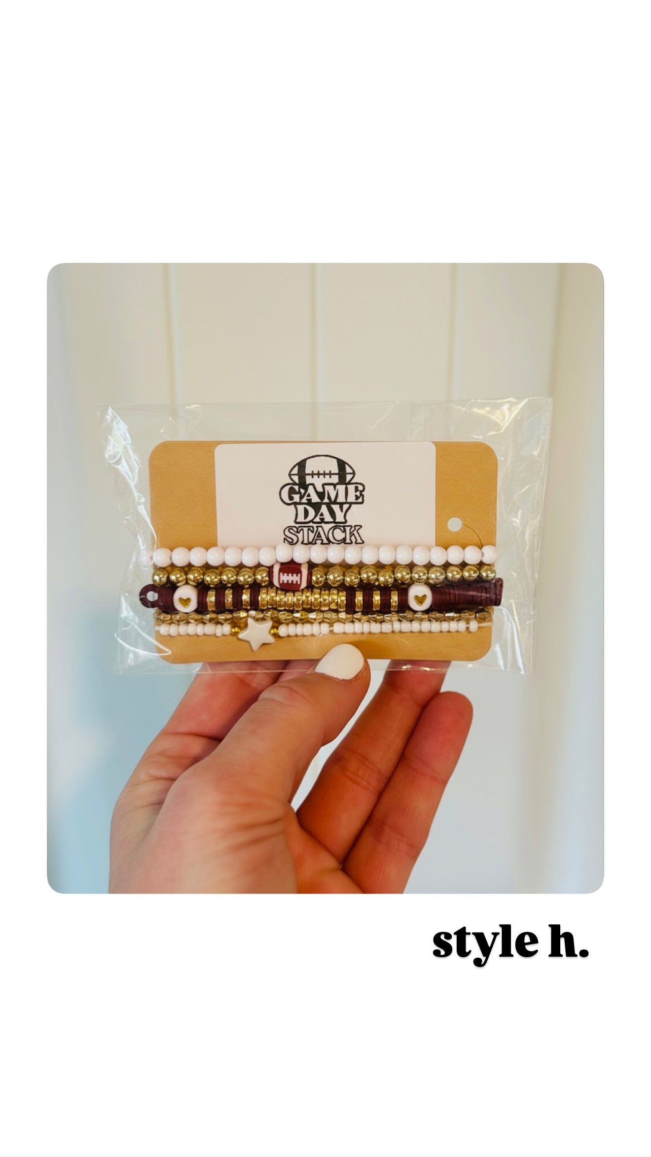 Game Day Maroon + Gold Beaded Bracelet Stack