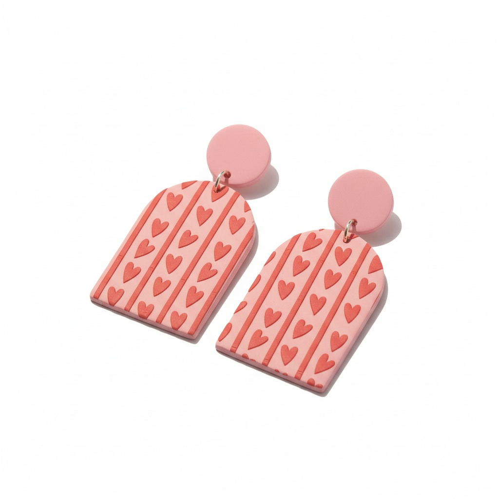 Pink Heart Arch Drop Earrings