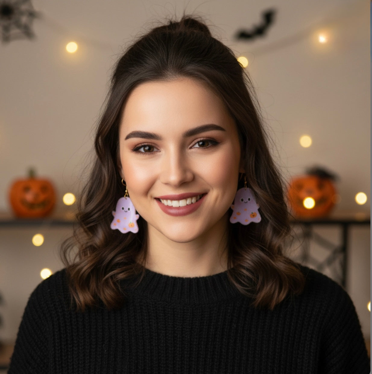 Lavender Ghost Drop Earrings