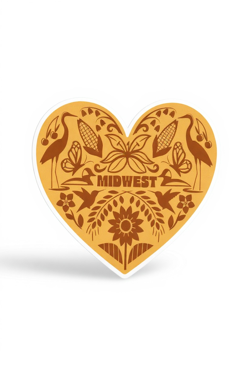 Midwest Flora & Fauna Heart Icons Vinyl Sticker