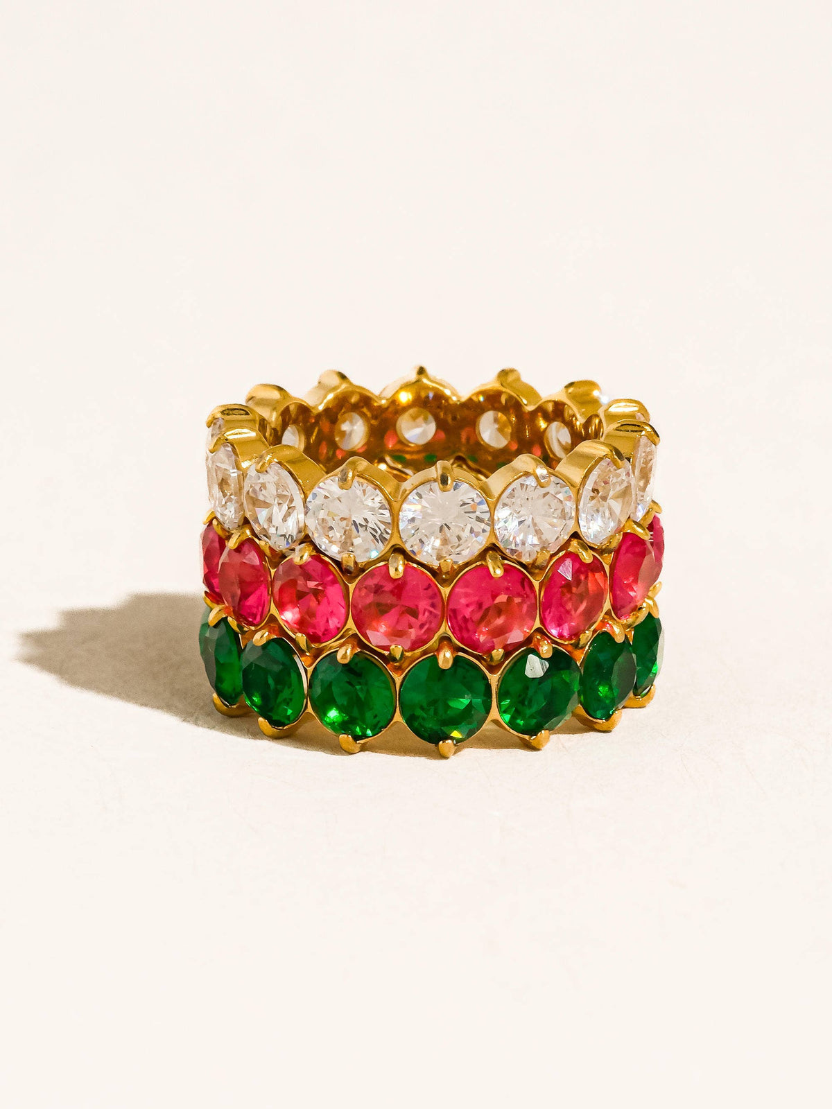 Veloura 18K Gold Non-Tarnish CZ Eternity Ring: Green / 7