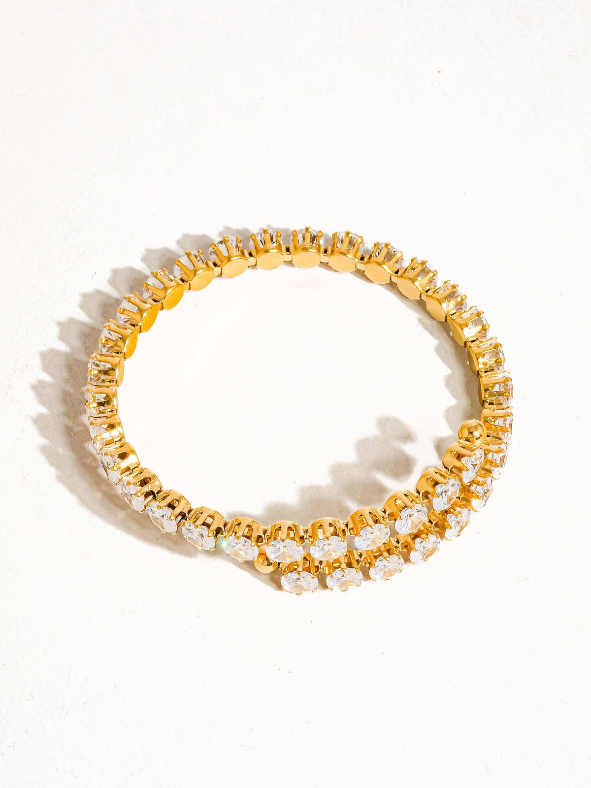 Maëlys 18K Gold Non-Tarnish CZ Glam Bracelet: Silver