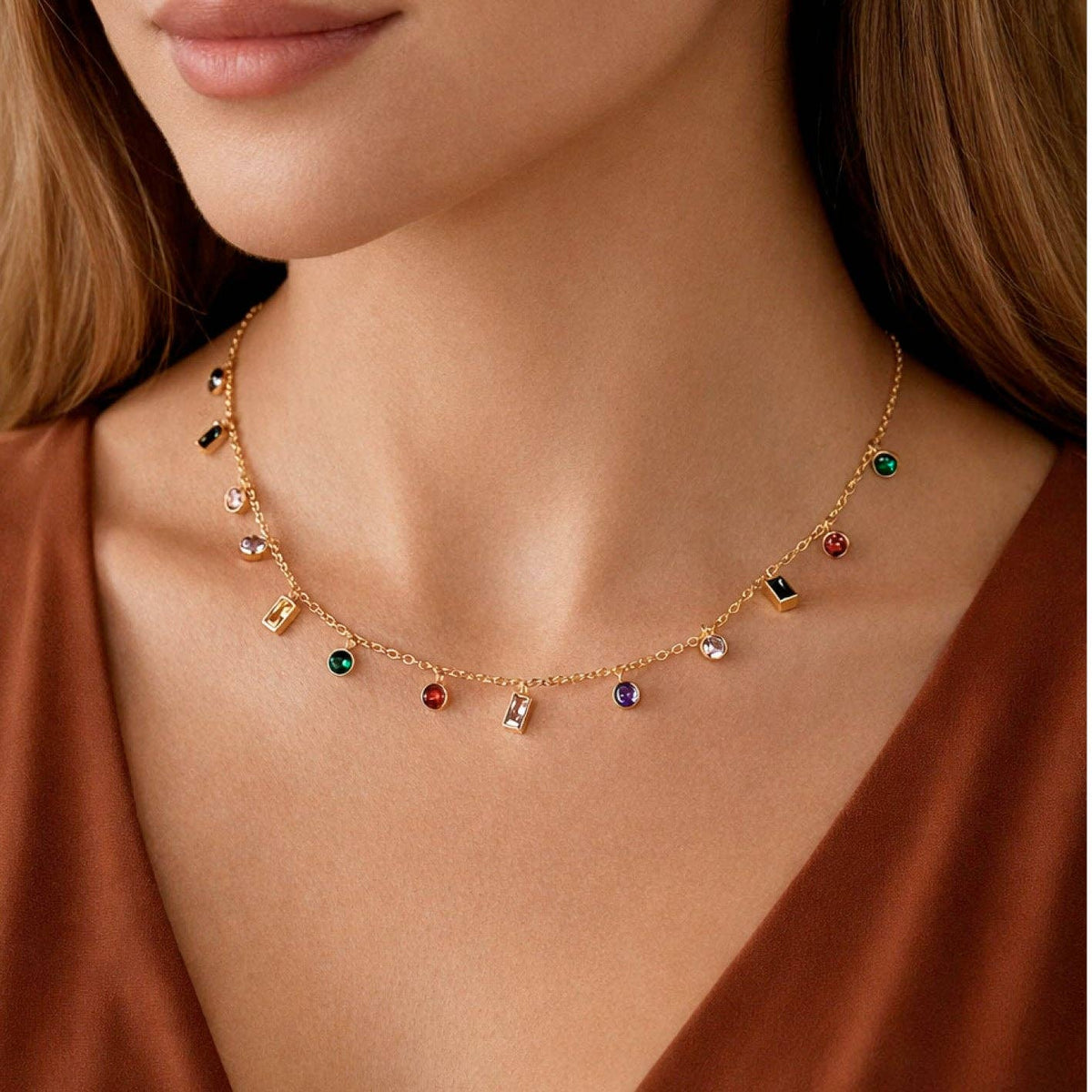 18K Gold Plated Waterproof Stainless Steel Chain Necklace - 7567: S0OX3T7567