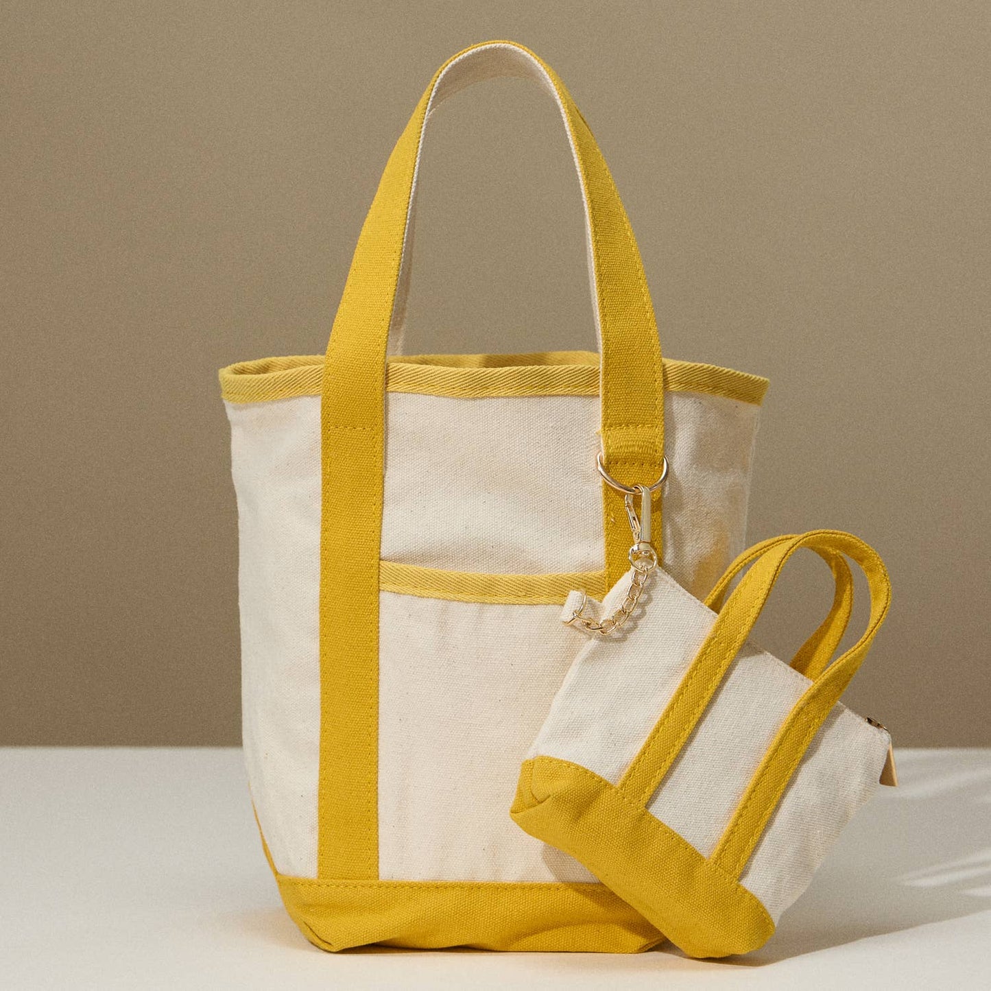 EcoCharm Cotton Everywhere-Carry Canvas Tote Bag -Small Size: Mustard / One size /