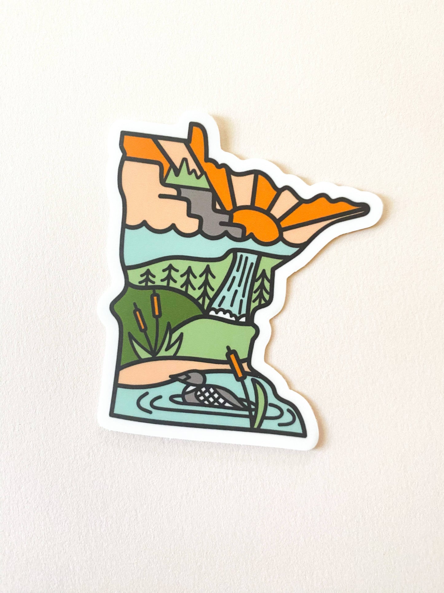 MN Line Drawing State Scenes Vinyl Sticker