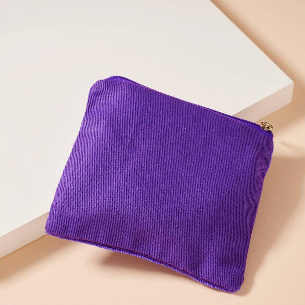 Beaded Game Day Football Mini Pouch: Purple + Gold