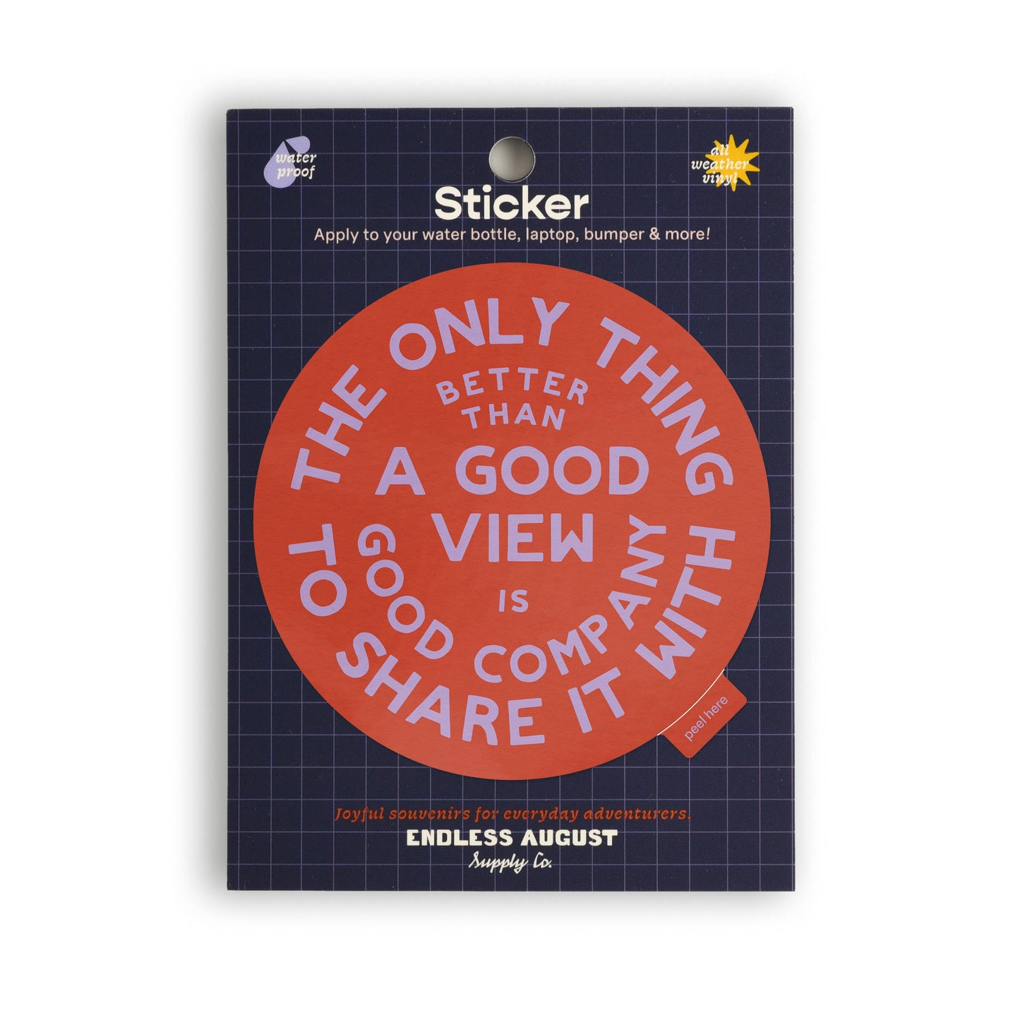Good Views and Good Company Large Vinyl Sticker - red: Sticker Only