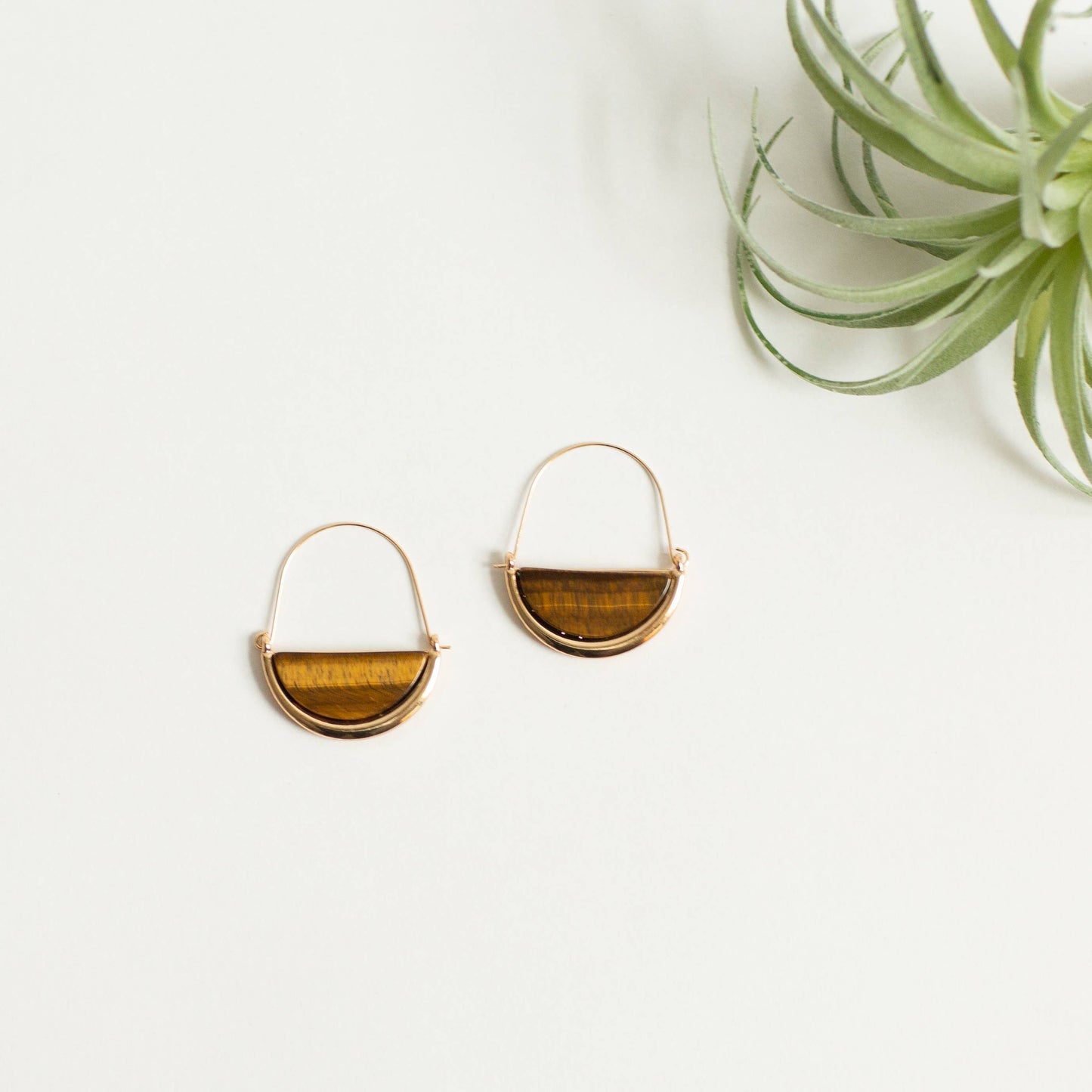 Chloe Earring Hoop - Tiger Eye