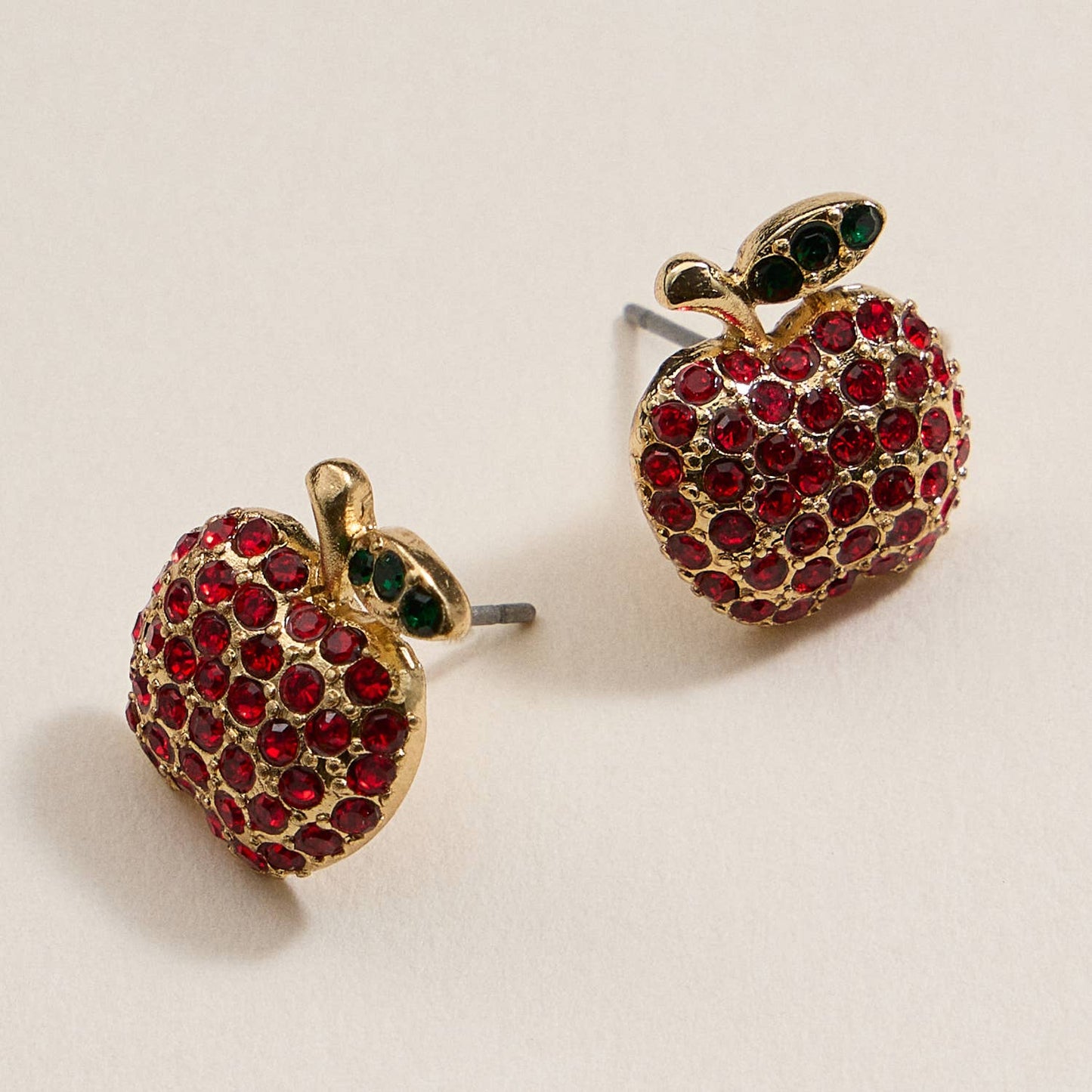 Pave Apple Post Earrings for Teacher's Day: Red