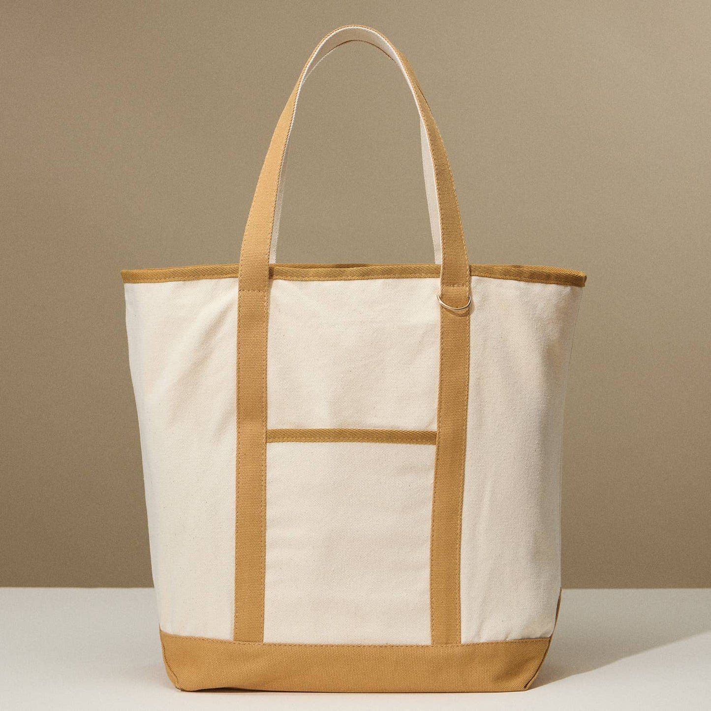 Ecofriendly Cotton Canvas Carry Tote with Charm Holder: Taupe / One size