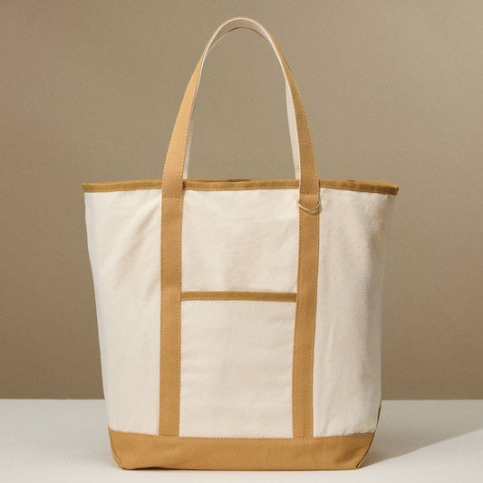 Ecofriendly Cotton Canvas Carry Tote with Charm Holder: Taupe / One size