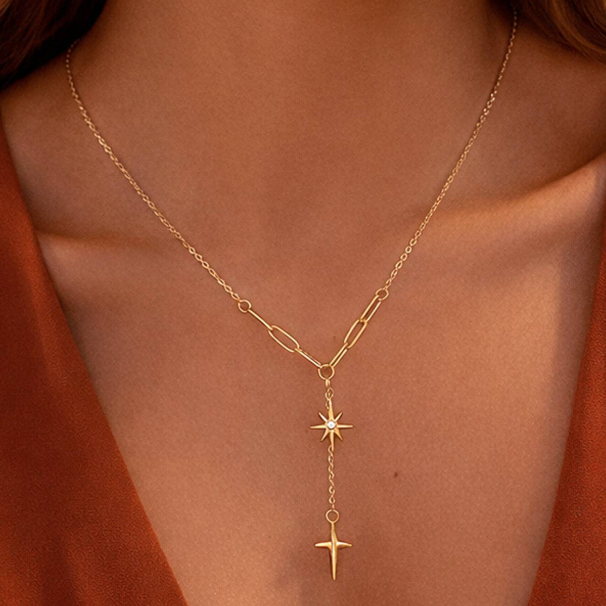 18K Gold PVD Plated Waterproof Stainless Steel Chain Necklace - 7917: S0OX3T7917
