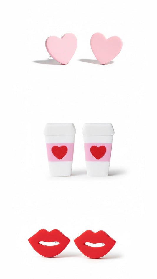 Kisses, Coffee + Love Stud Earrings