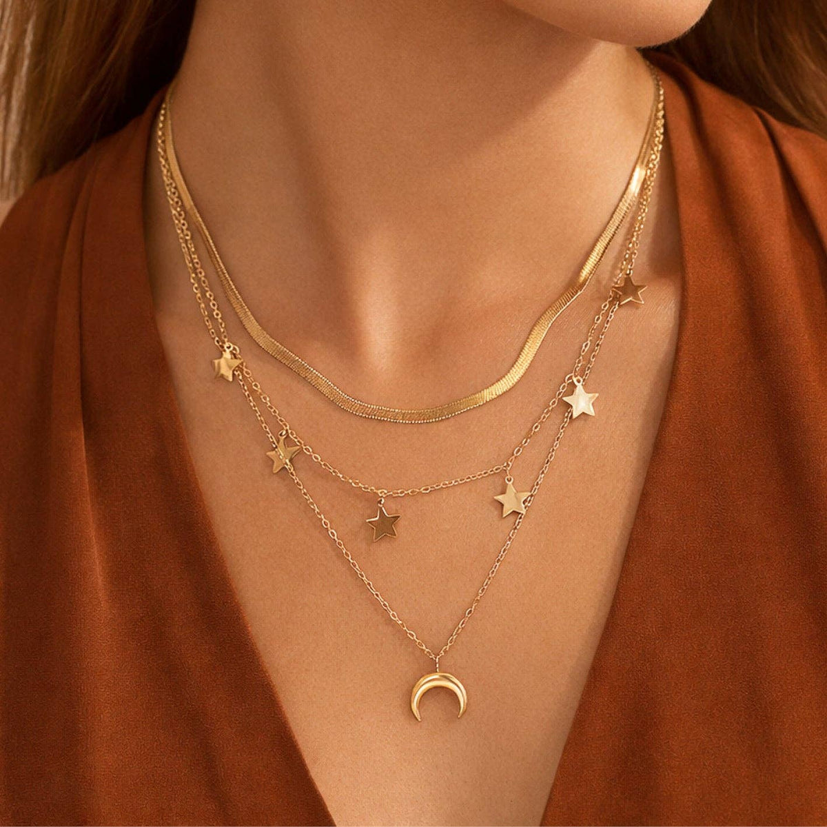 18K Gold Plated Waterproof Stainless Steel Chain Necklace - 6865: S0OX3T6865