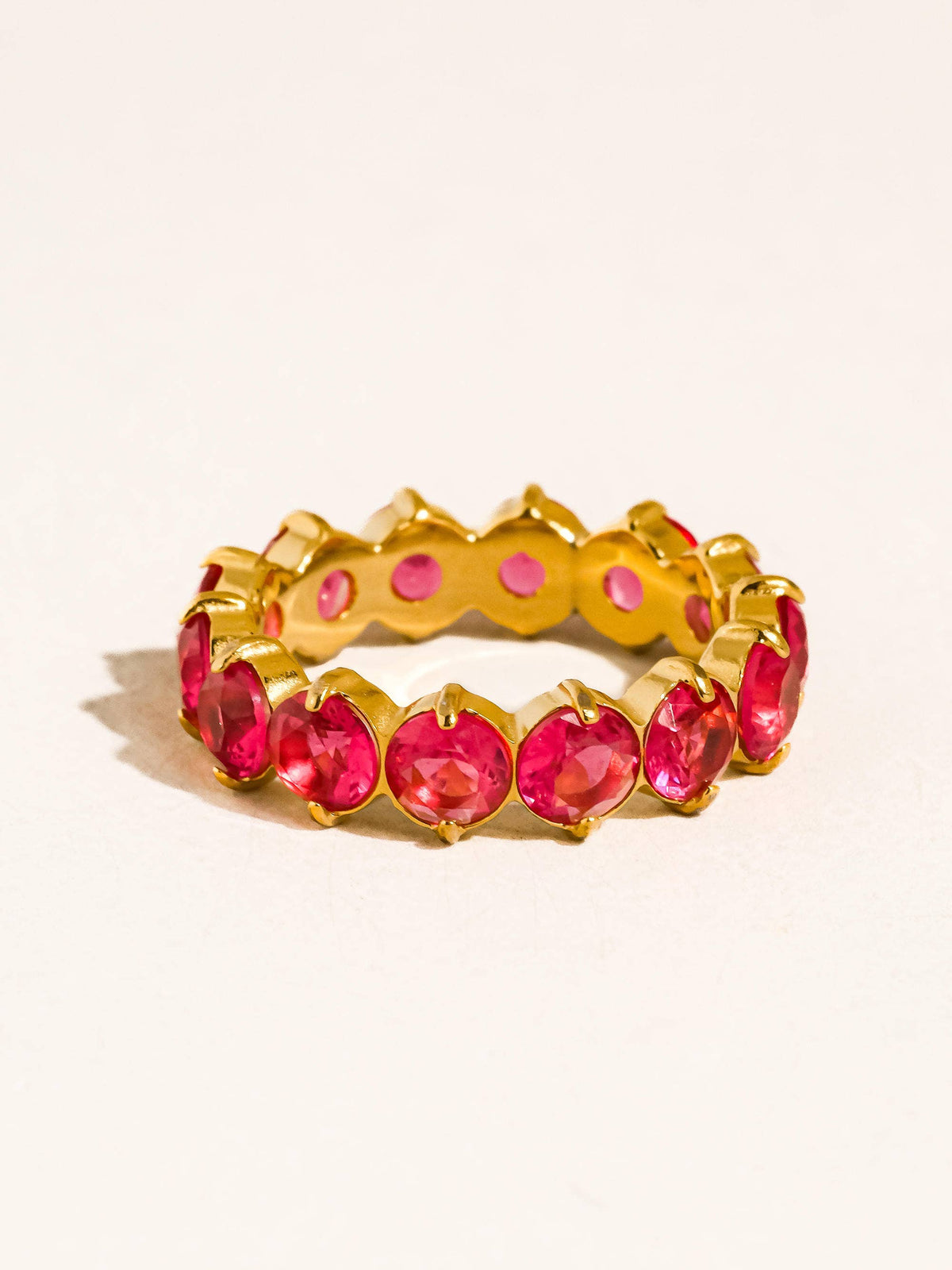 Veloura 18K Gold Non-Tarnish CZ Eternity Ring: Green / 7