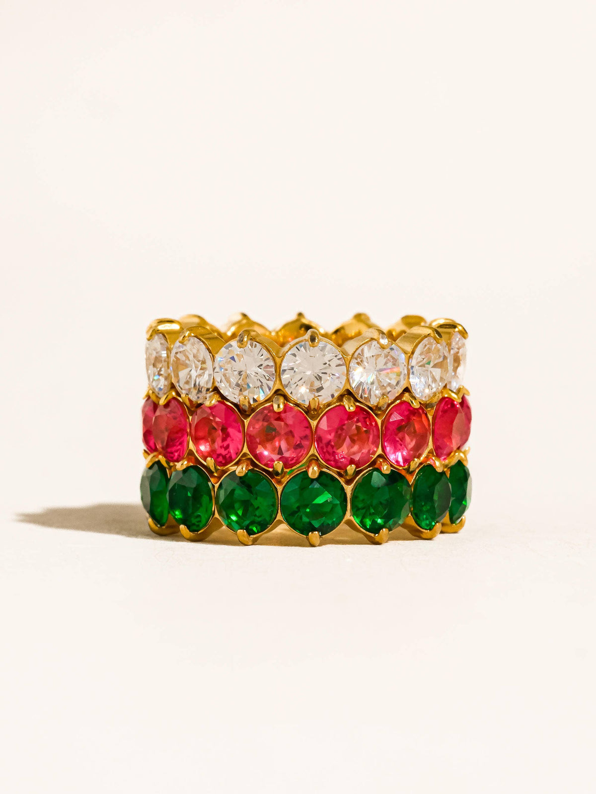 Veloura 18K Gold Non-Tarnish CZ Eternity Ring: Green / 7