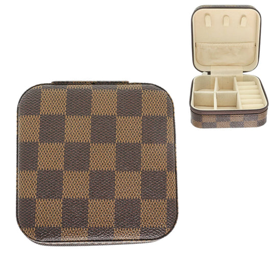 Brown Checkered Jewelry Box