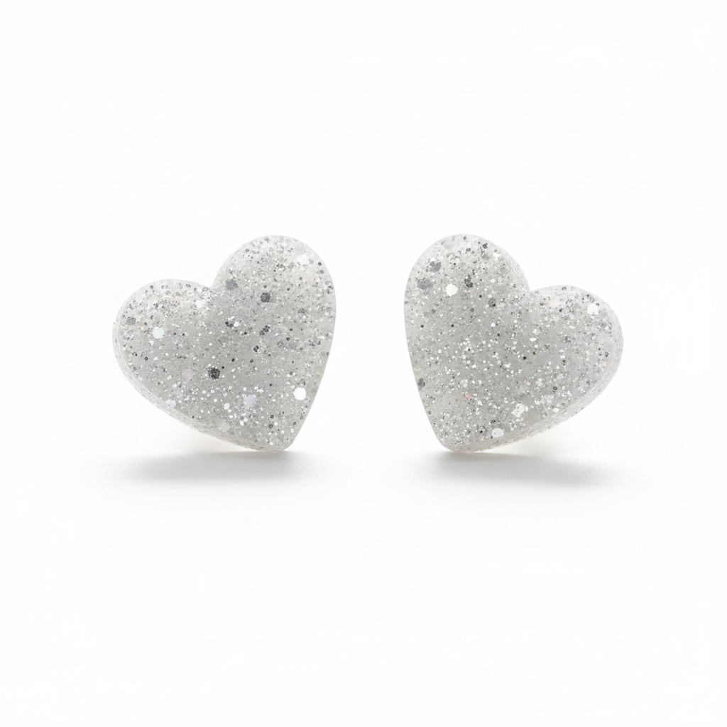 Minimalist Glitter Acrylic Heart Stud Earrings