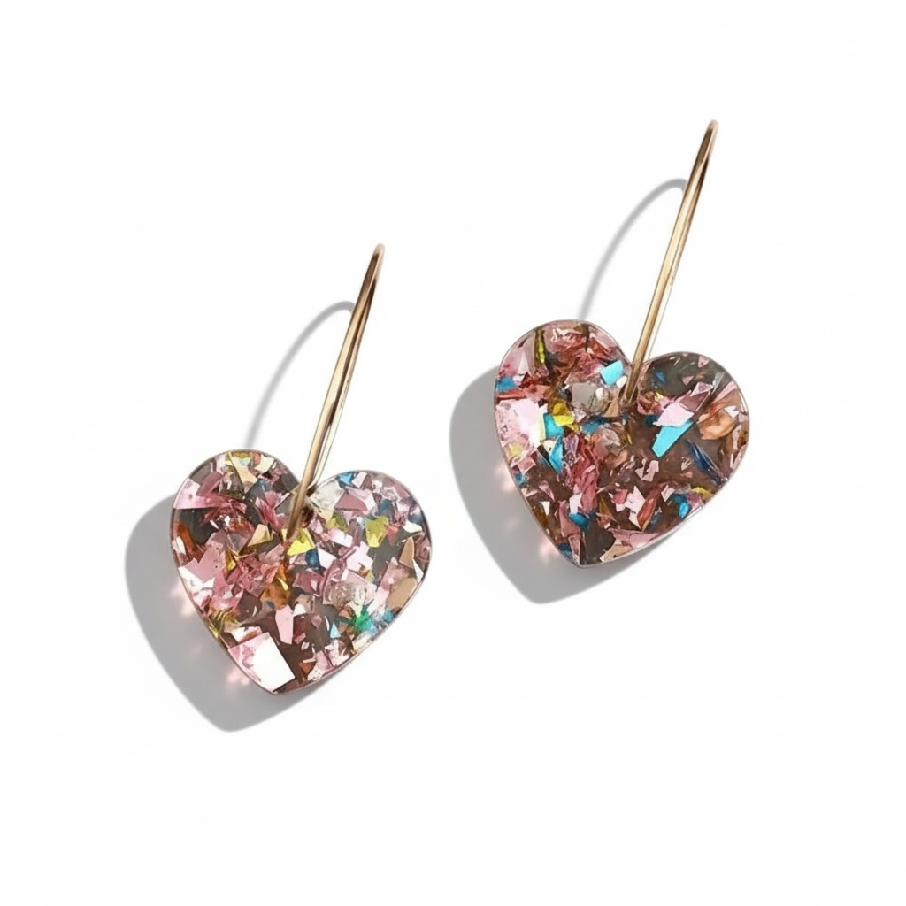 Confetti Heart Pendant Earrings