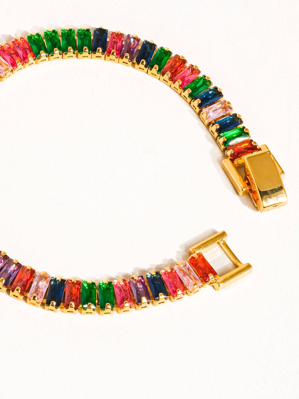 Hazel 18K Gold Multicolor CZ Chain Bracelet: Multi-Colored